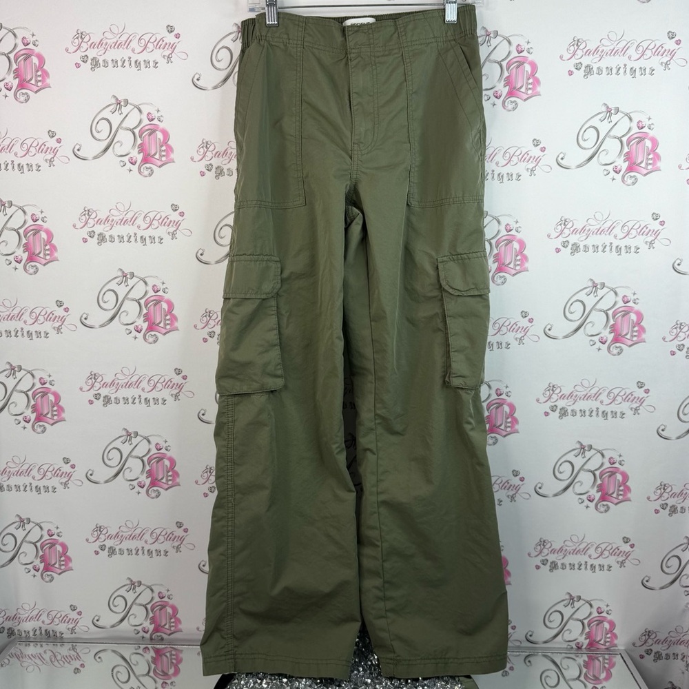 Ardene pants cargo style wide leg flare green Olive Green Cargo Pants